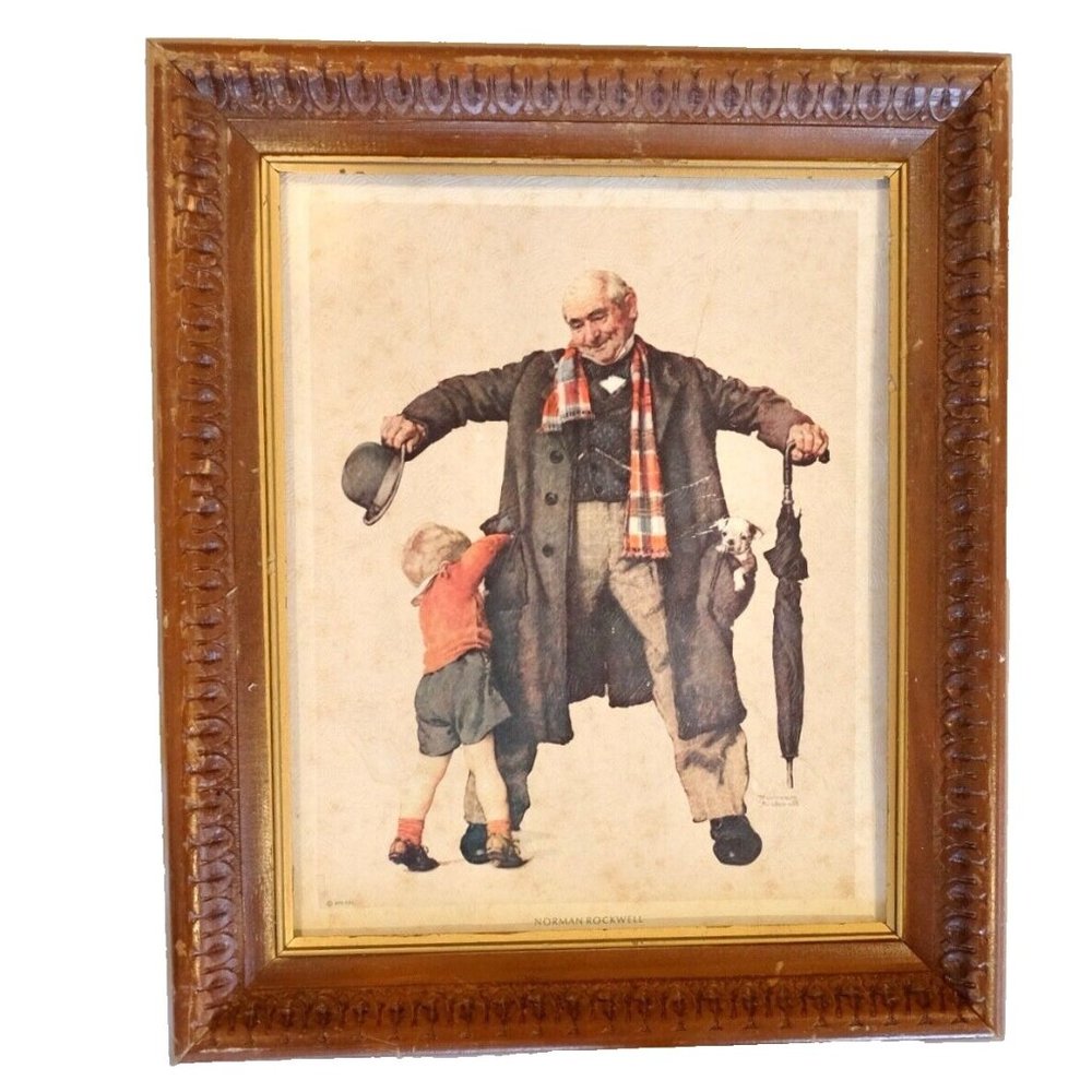 VTG 1972~Norman Rockwell Framed Lithograph by Curtis Publishing & Donald Art Co.